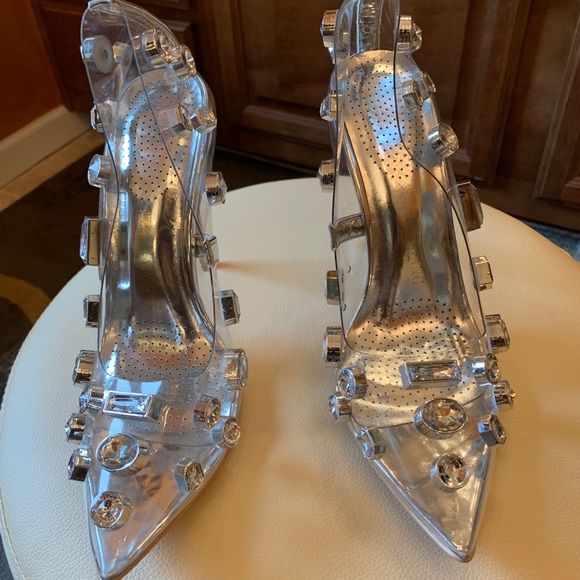 Transparent studded pointed toe heel - Picture 1 of 3